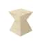 19" Beige Mussel Shells & Wood Contemporary Accent Table